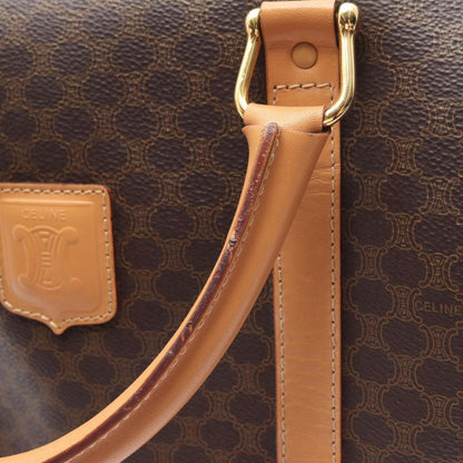 Celine Handbag Macadam Dark Brown PVC Coated Canvas Leather Macadam Mini Boston