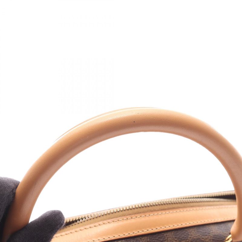 Celine Handbag Macadam Dark Brown PVC Coated Canvas Leather Macadam Mini Boston