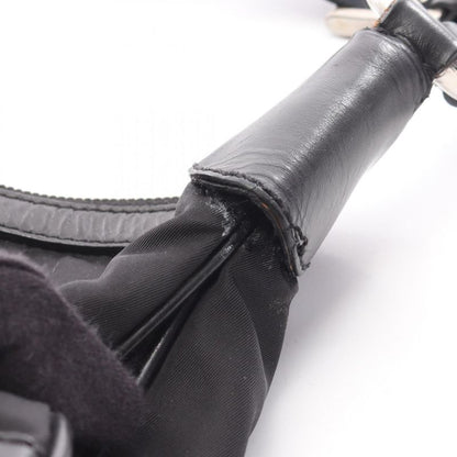 Prada Shoulder Bag Black Nylon Leather Triangle Logo Shoulder Bag Women's Used B