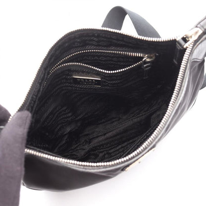 Prada Shoulder Bag Black Nylon Leather Triangle Logo Shoulder Bag Women's Used B