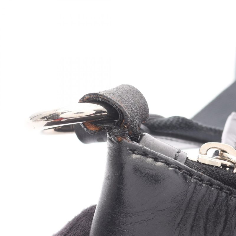 Prada Shoulder Bag Black Nylon Leather Triangle Logo Shoulder Bag Women's Used B