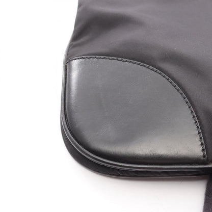 Prada Shoulder Bag Black Nylon Leather Triangle Logo