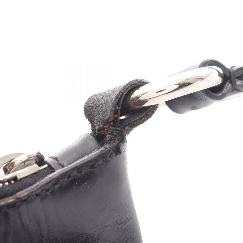 Prada Shoulder Bag Black Nylon Leather Triangle Logo Shoulder Bag Women's Used B