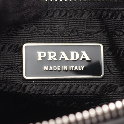 Prada Shoulder Bag Black Nylon Leather Triangle Logo Shoulder Bag Women's Used B