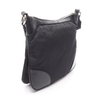 Prada Shoulder Bag Black Nylon Leather Triangle Logo Shoulder Bag Women's Used B