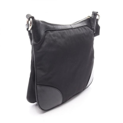 Prada Shoulder Bag Black Nylon Leather Triangle Logo