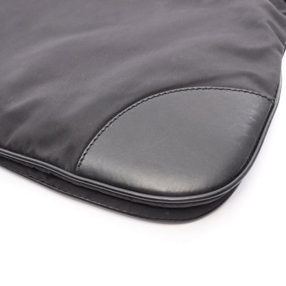 Prada Shoulder Bag Black Nylon Leather Triangle Logo Shoulder Bag Women's Used B