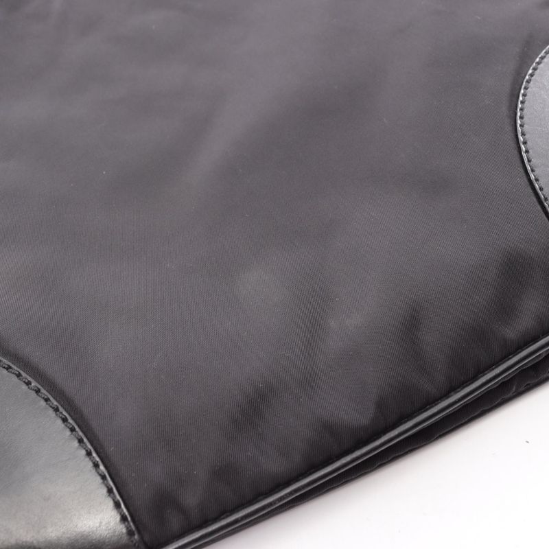 Prada Shoulder Bag Black Nylon Leather Triangle Logo Shoulder Bag Women's Used B