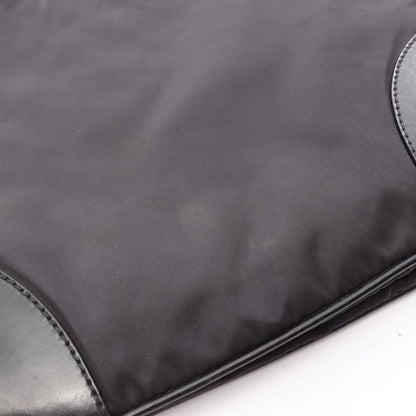 Prada Shoulder Bag Black Nylon Leather Triangle Logo Shoulder Bag Women's Used B