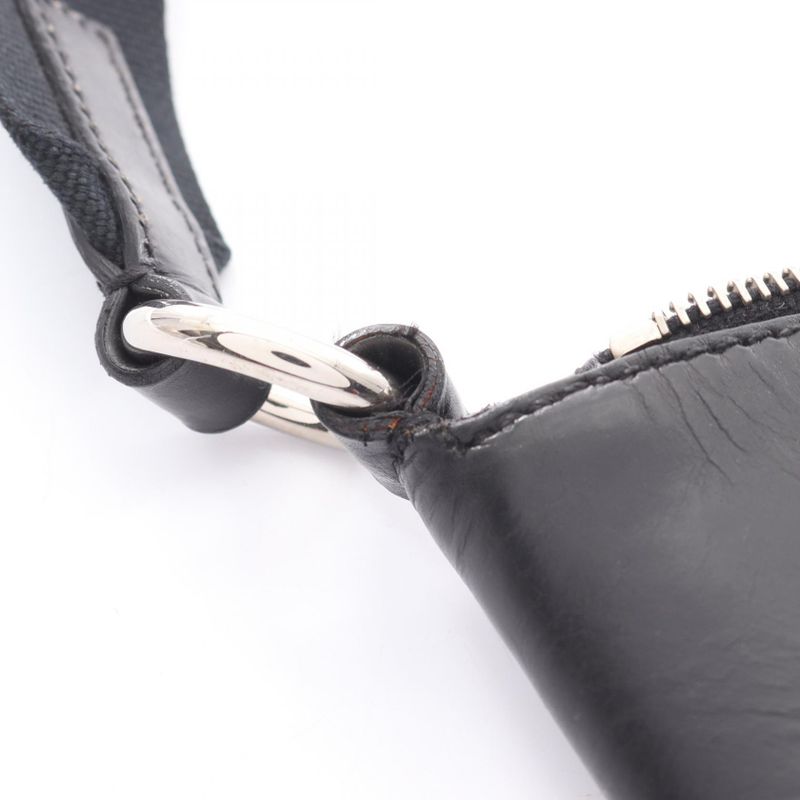 Prada Shoulder Bag Black Nylon Leather Triangle Logo Shoulder Bag Women's Used B