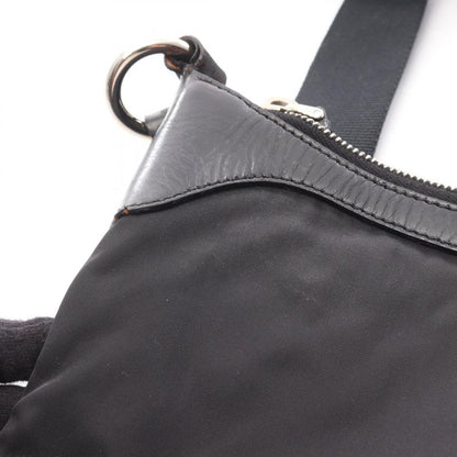 Prada Shoulder Bag Black Nylon Leather Triangle Logo Shoulder Bag Women's Used B