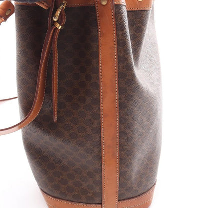 Celine Shoulder Bag Dark Brown PVC Coated Canvas Leather Macadam Shoulder Bag