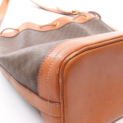 Celine Shoulder Bag Dark Brown PVC Coated Canvas Leather Macadam Shoulder Bag