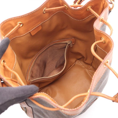 Celine Shoulder Bag Dark Brown PVC Coated Canvas Leather Macadam Shoulder Bag