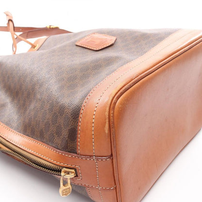 Celine Shoulder Bag Dark Brown PVC Coated Canvas Leather Macadam Shoulder Bag