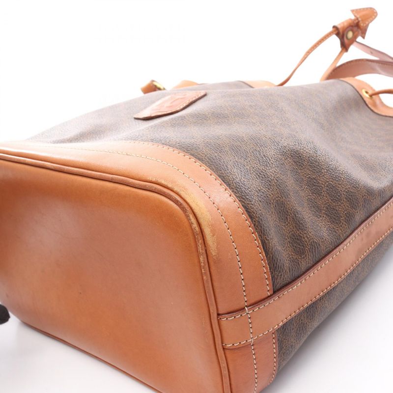 Celine Shoulder Bag Dark Brown PVC Coated Canvas Leather Macadam Shoulder Bag