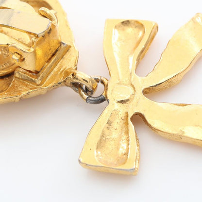 Chanel Earring Matelasse Ribbon GP (gold Plated) Earring Ladies Used A
