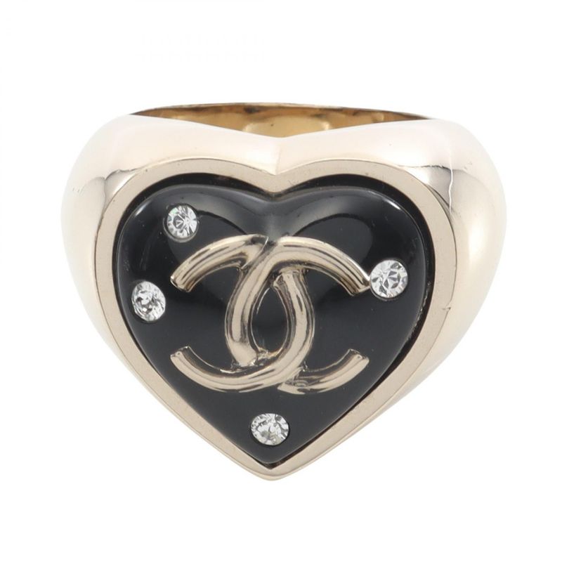 Chanel Ring ・ring Coco Mark Heart GP (gold Plated) Ring Women's Used A