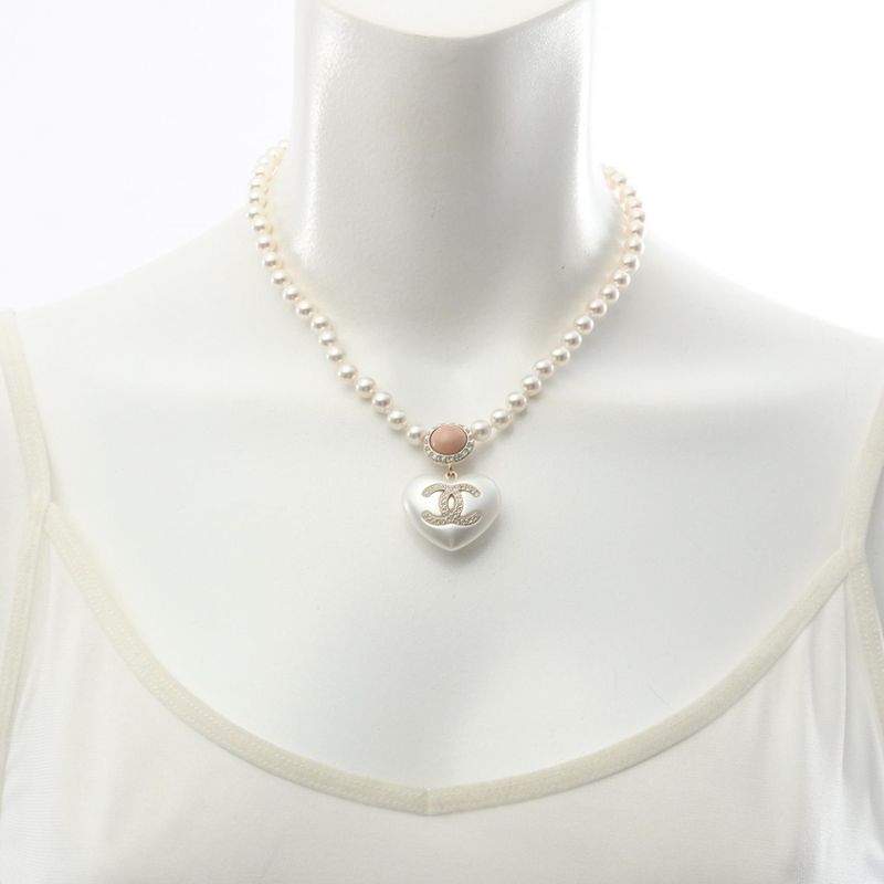 Chanel Necklace Coco Mark Heart GP (gold Plated) Necklace Ladies Used A