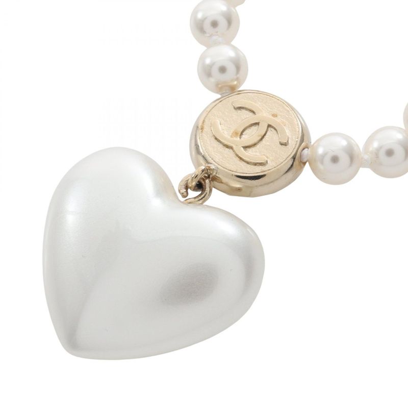 Chanel Necklace Coco Mark Heart GP (gold Plated) Necklace Ladies Used A
