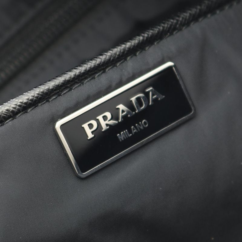 Prada Tote Bag Tessuto Stampat 1bg189 Zebra Nylon Saffiano Leather Triangle