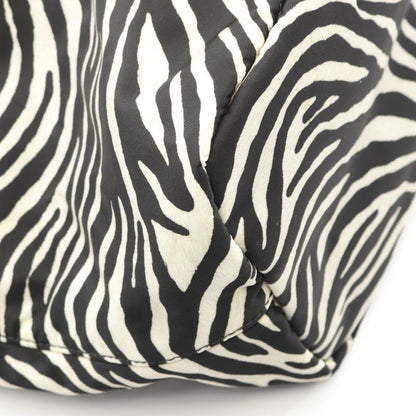 Prada Tote Bag Tessuto Stampat 1bg189 Zebra Nylon Saffiano Leather Triangle