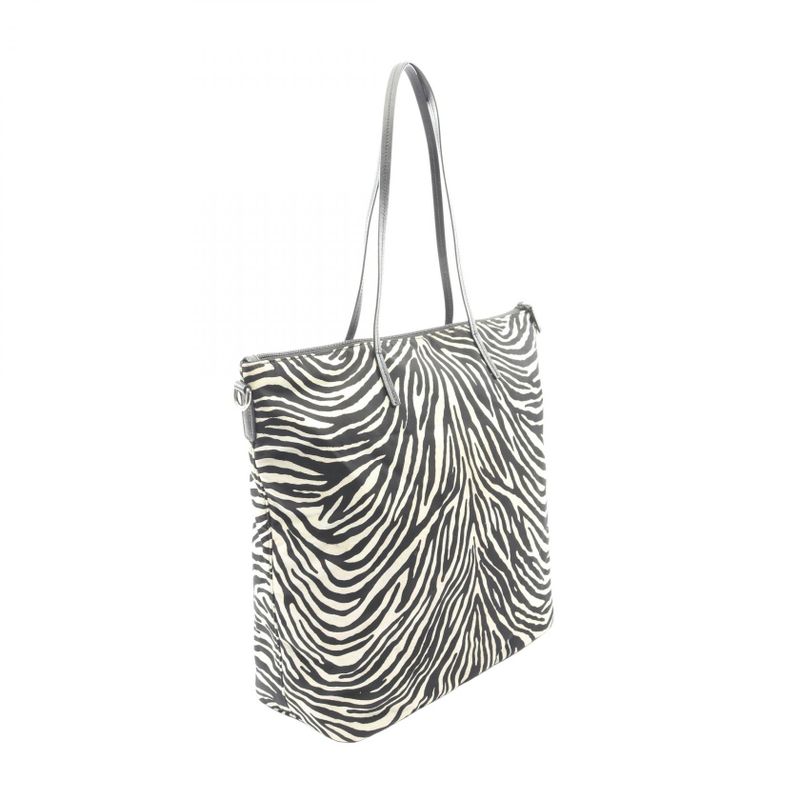 Prada Tote Bag Tessuto Stampat 1bg189 Zebra Nylon Saffiano Leather Triangle