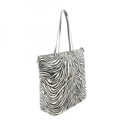 Prada Tote Bag Tessuto Stampat 1bg189 Zebra Nylon Saffiano Leather Triangle