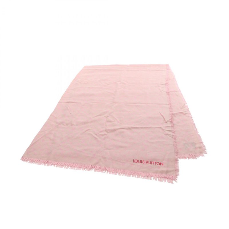 Louis Vuitton Shawl Monogram Wool Silk Scarf Women's Used A