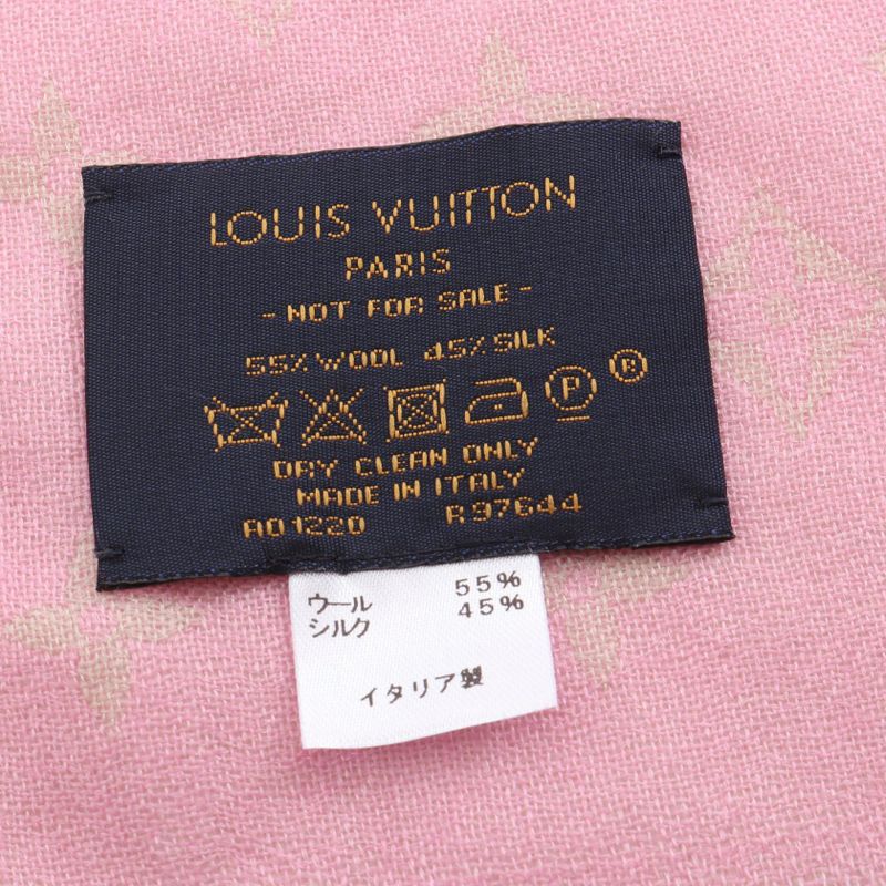 Louis Vuitton Shawl Monogram Wool Silk Scarf Women's Used A