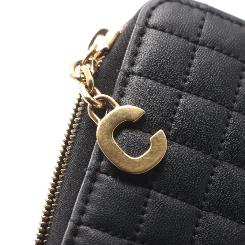Celine Round Long Wallet Ccharm Large Zipped Wallet 10b553bfl Black Leather