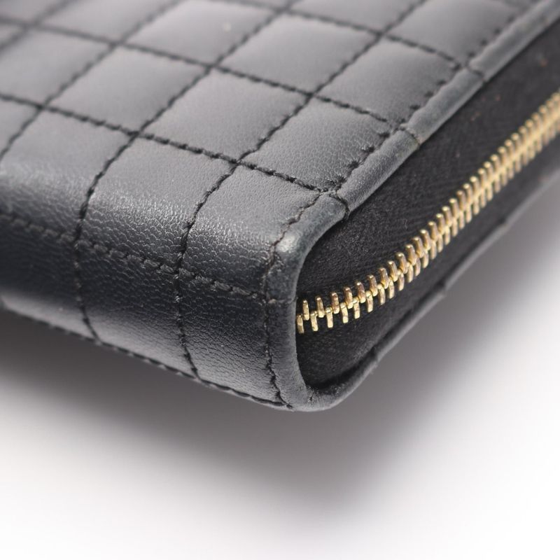 Celine Round Long Wallet Ccharm Large Zipped Wallet 10b553bfl Black Leather