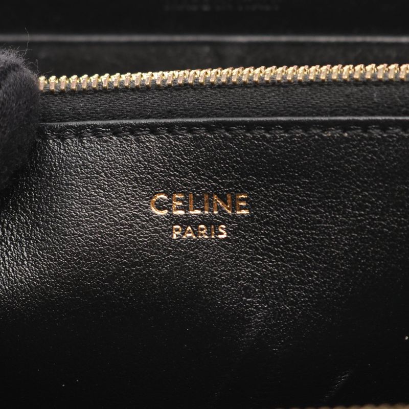 Celine Round Long Wallet Ccharm Large Zipped Wallet 10b553bfl Black Leather
