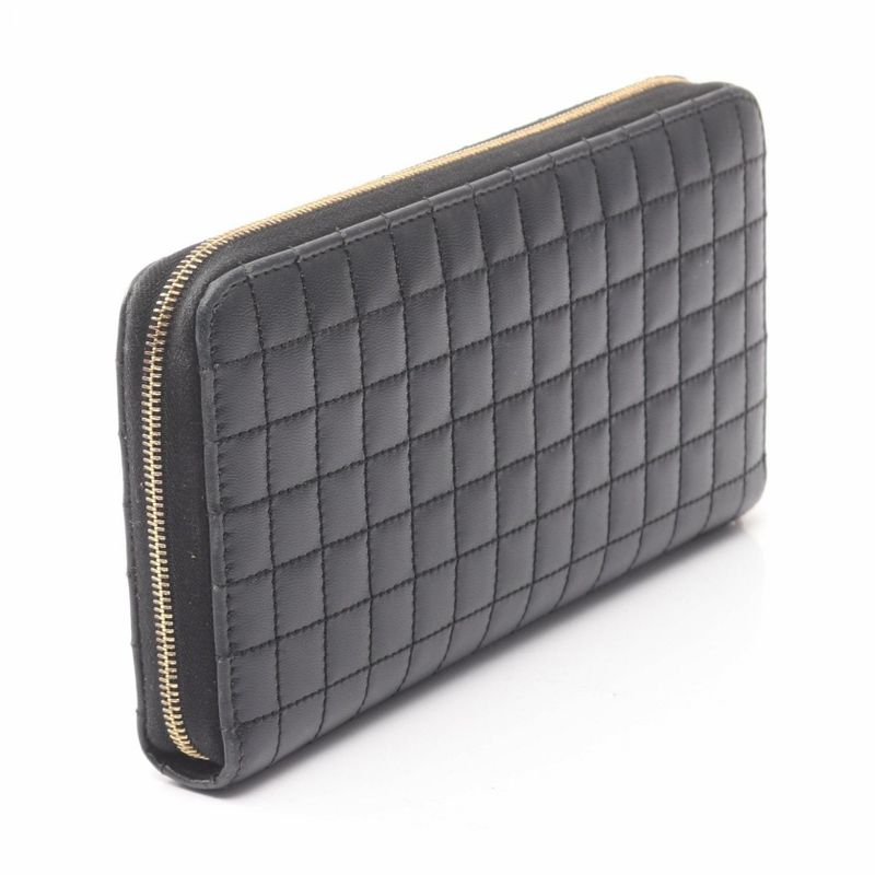 Celine Round Long Wallet Ccharm Large Zipped Wallet 10b553bfl Black Leather