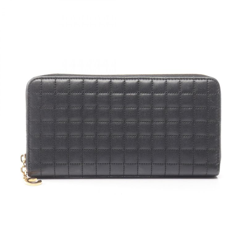 Celine Round Long Wallet Ccharm Large Zipped Wallet 10b553bfl Black Leather