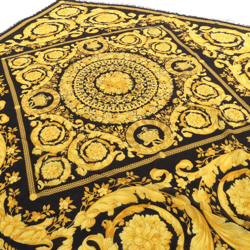 Versace Shawl Wool Silk Scarf Women's Used A