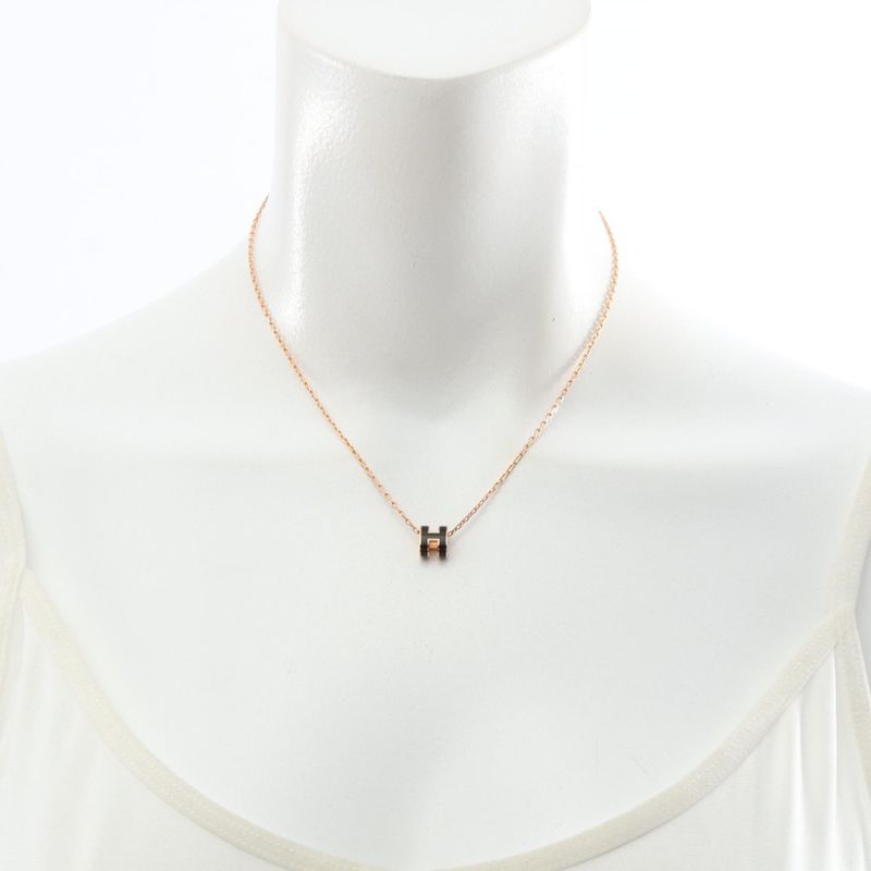 Hermes Necklace MINI POP H Mini Pop Ash GP (gold Plated) Necklace Ladies Used A