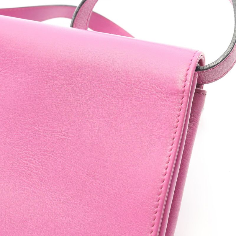 Celine Shoulder Bag Pink Purple Leather Shoulder Bag Ladies Used B