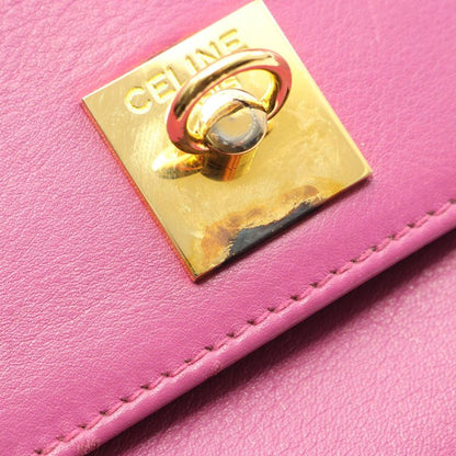 Celine Shoulder Bag Pink Purple Leather Shoulder Bag Ladies Used B