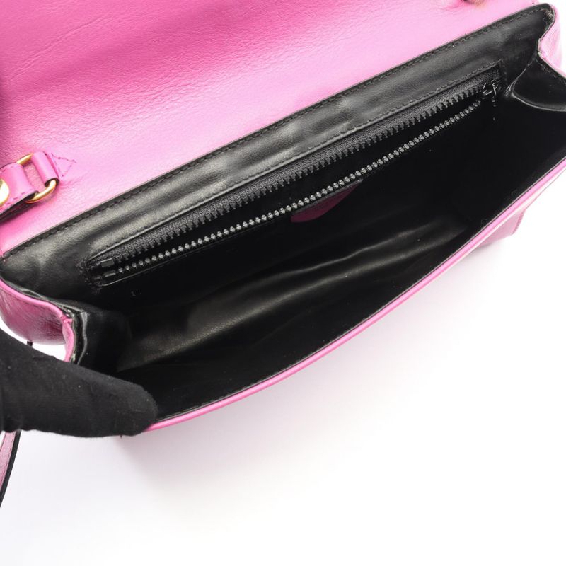 Celine Shoulder Bag Pink Purple Leather Shoulder Bag Ladies Used B