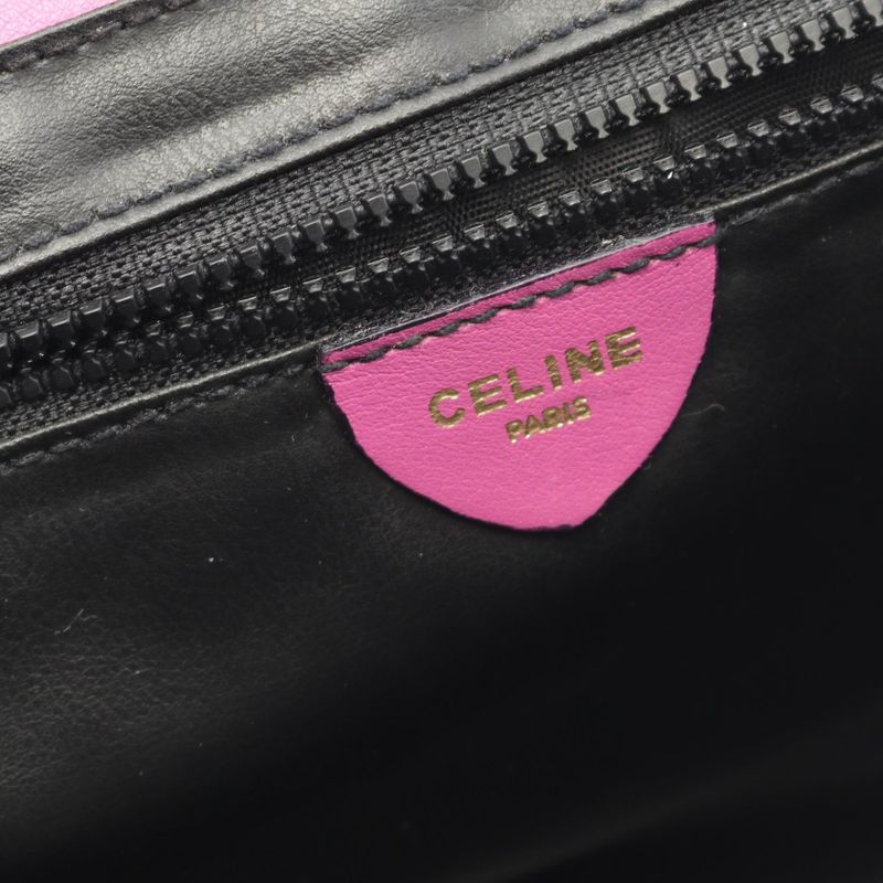 Celine Shoulder Bag Pink Purple Leather Shoulder Bag Ladies Used B