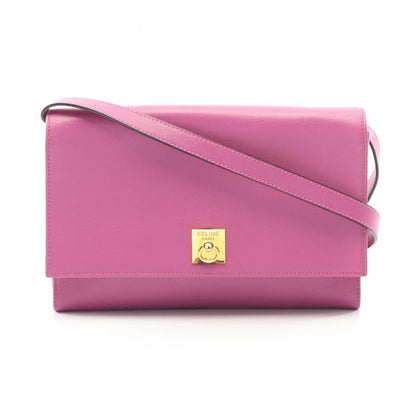 Celine Shoulder Bag Pink Purple Leather Shoulder Bag Ladies Used B