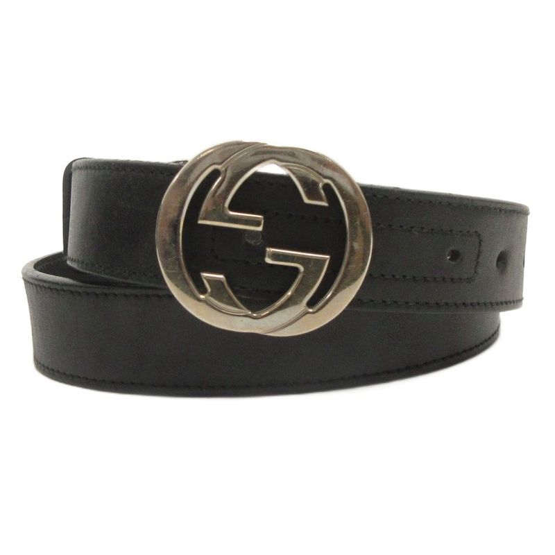 Gucci Interlocking GG Belt Leather Black • FF