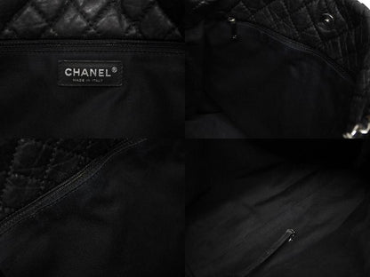 Chanel 2-Way Bag 2.55 CC Logo Calfskin Faux Fur Black Silver — view 8