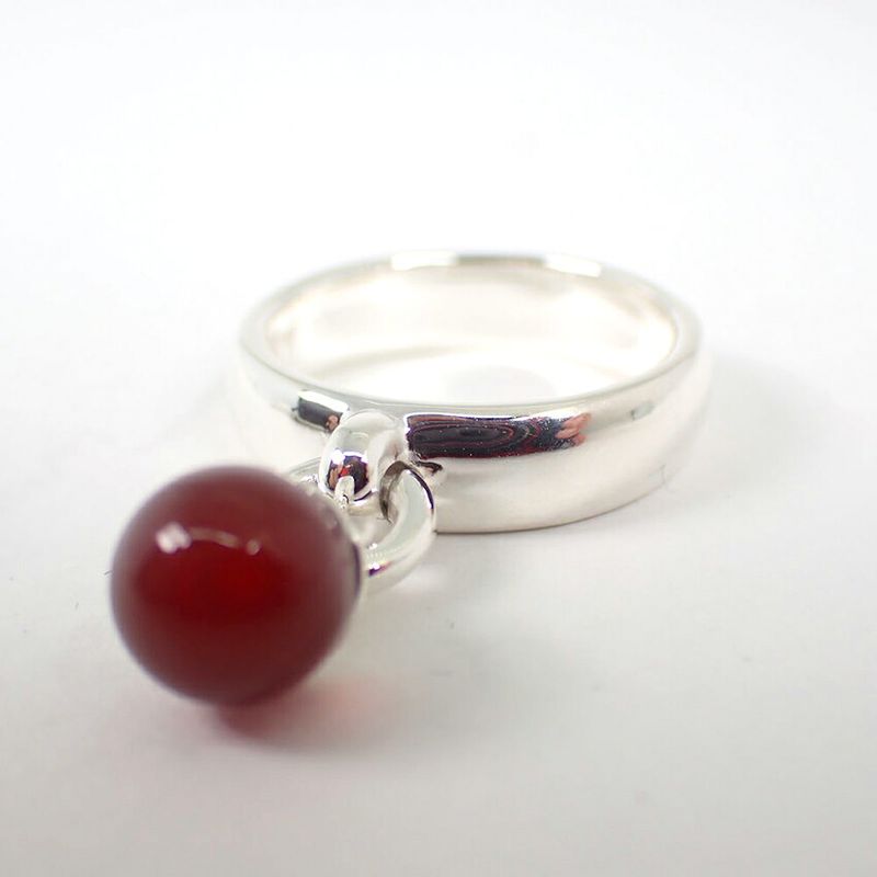 Tiffany & Co 925 Ball Dangle Agate Ring No 12 J126-5