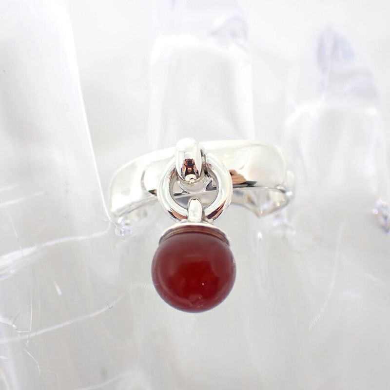 Tiffany & Co 925 Ball Dangle Agate Ring No 12 J126-5