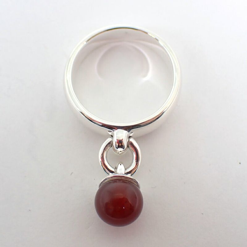Tiffany & Co 925 Ball Dangle Agate Ring No 12 J126-5