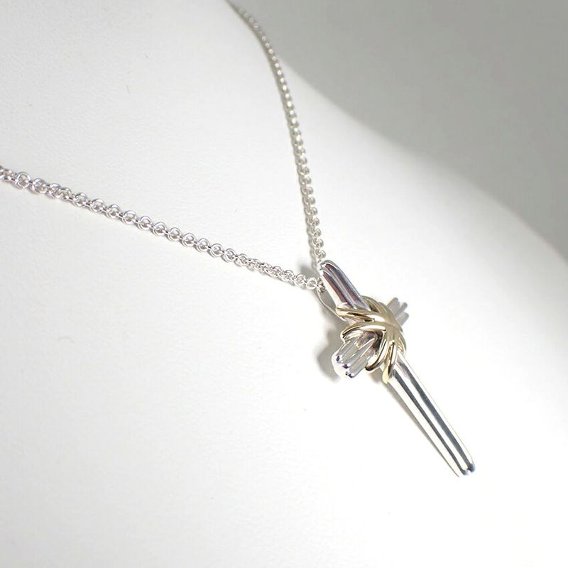 Tiffany & Co 925 750 Signature Cross Necklace J126-2