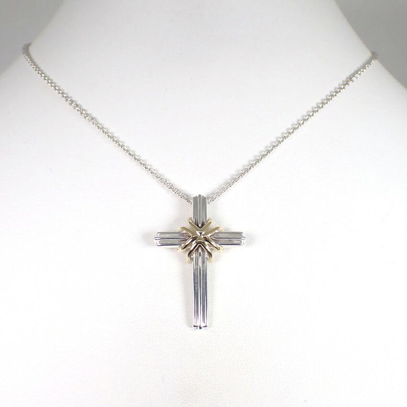 Tiffany & Co 925 750 Signature Cross Necklace J126-2