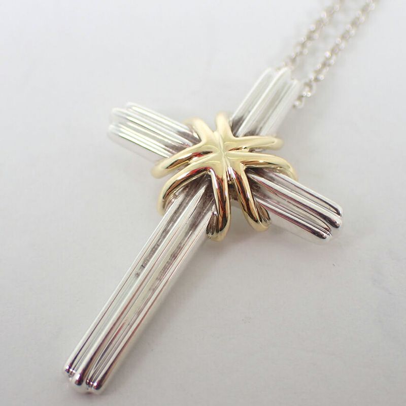 Tiffany & Co 925 750 Signature Cross Necklace J126-2